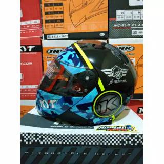 Jual Helm Kyt X Rocket Motif Black Blue Yellow Fluo Helm Full Face