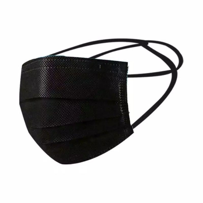 MASKER HITAM EARLOOP/HEADLOOP/3 PLY/ 1 BOX ISI 50