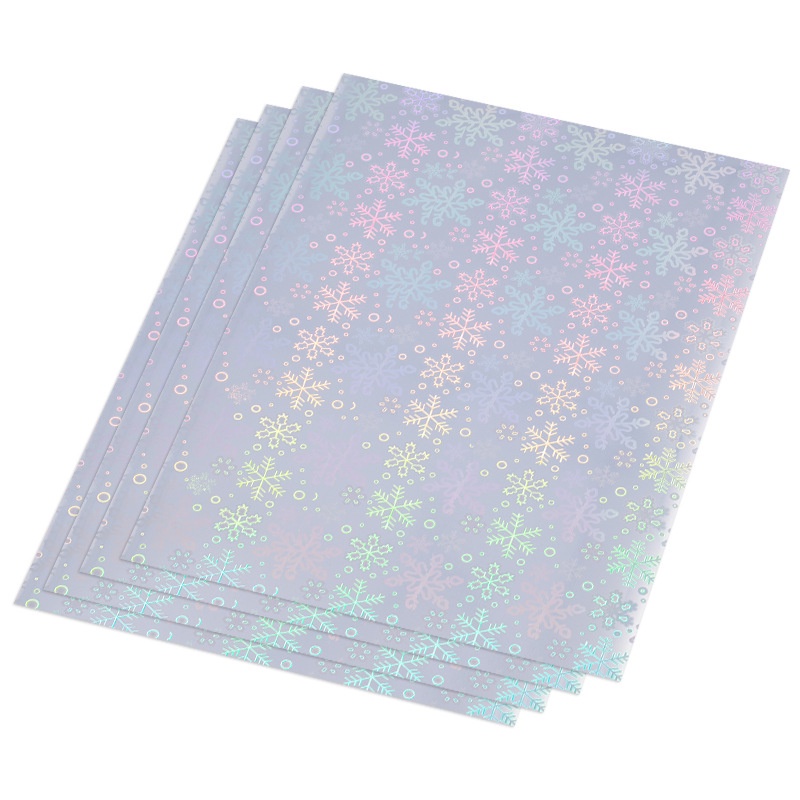 10pcs Stiker Vinyl Holografik Ukuran A4 Anti Air Cepat Kering Motif Print Snowflake Pelangi