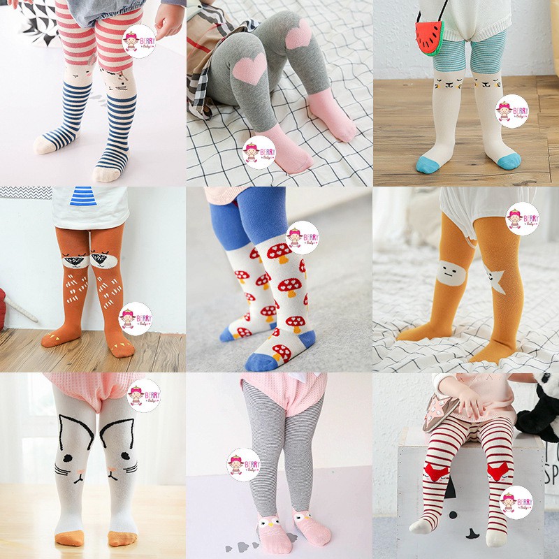 YooBerry Celana Panjang Bayi Legging Tutup Kaki Antislip Turqoise Cat Berry Mart