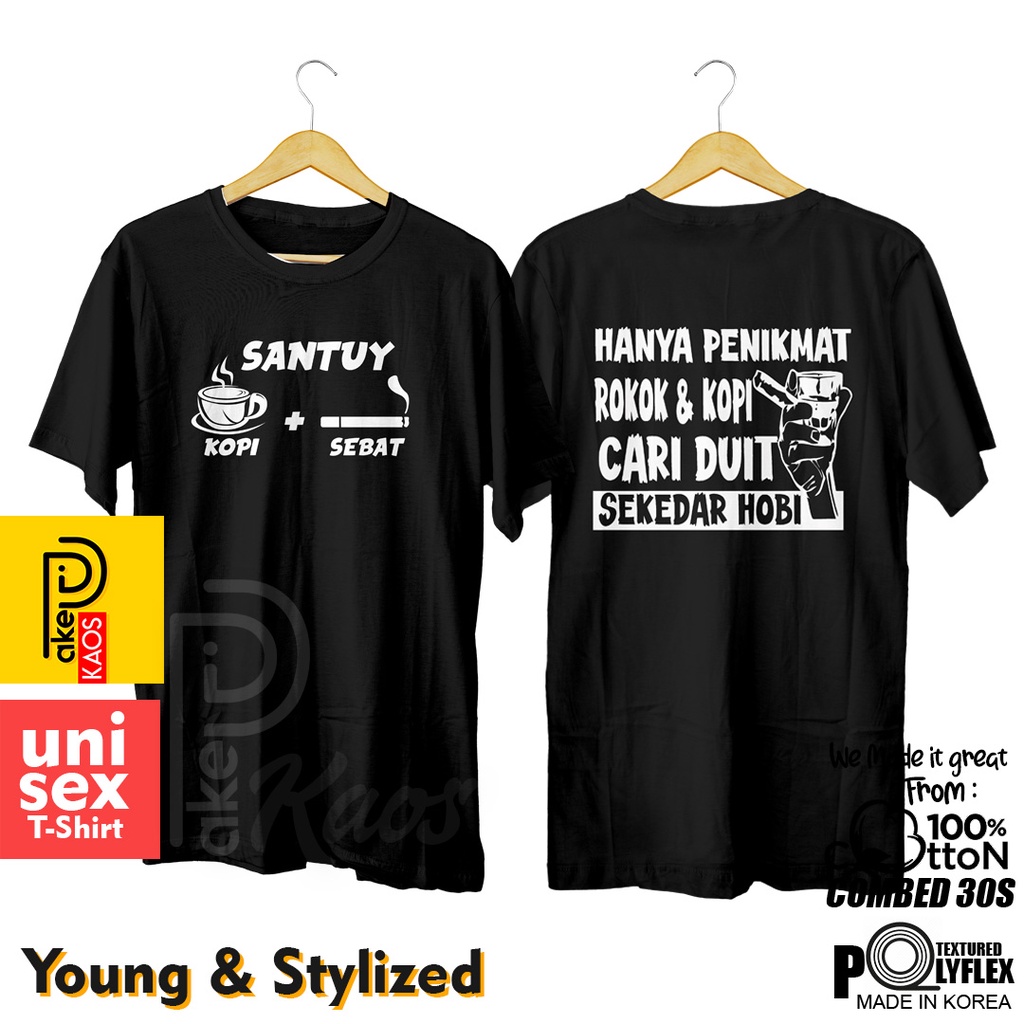 Kaos Distro Murah HANYA PENIKMAT ROKOK & KOPI Lengan Pendek Cotton 30s / Kaos Distro Original Pria W