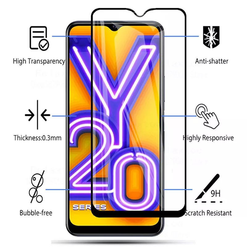 FREE ✅ TEMPERED GLASS FULL VIVO Y20 Y20i - HARDCASE SOFTCASE CASE FUZE ARMOR VIVO Y20 Y20i SILIKON