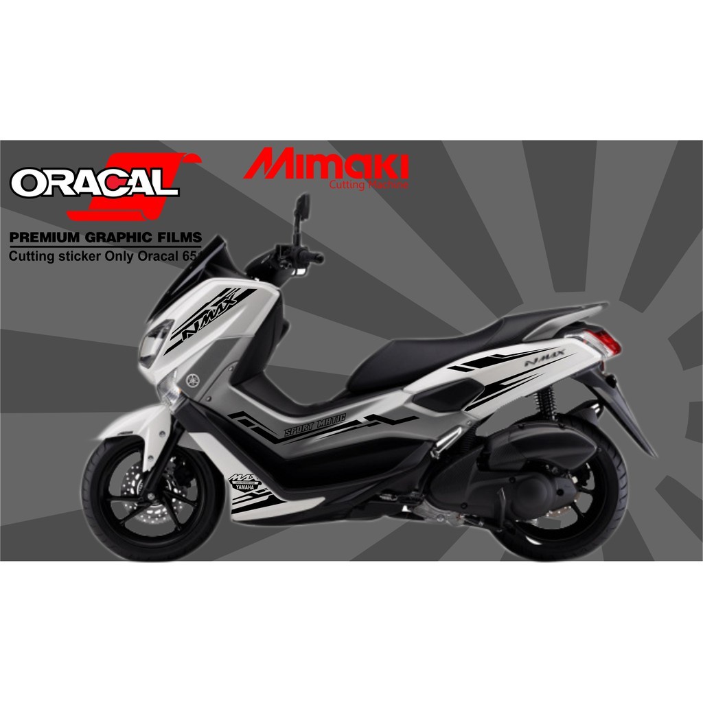 Sticker Cutting Nmax Putih Dengan Striping Hitam Bahan Oracal