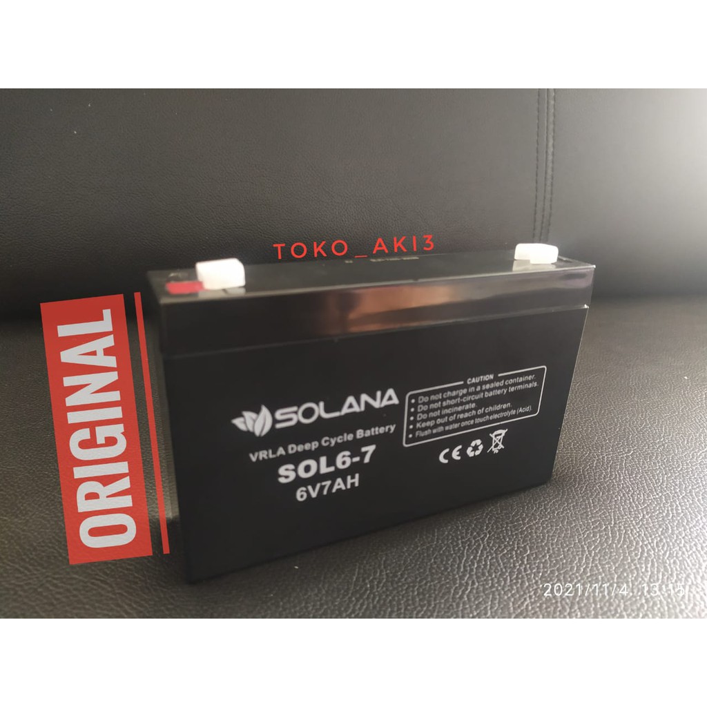 AKI MAINAN VRLA 6V 7AH 6 V 7 AH 6V7AH MF AKI KERING mobil mainan anak mobilan SOLANA