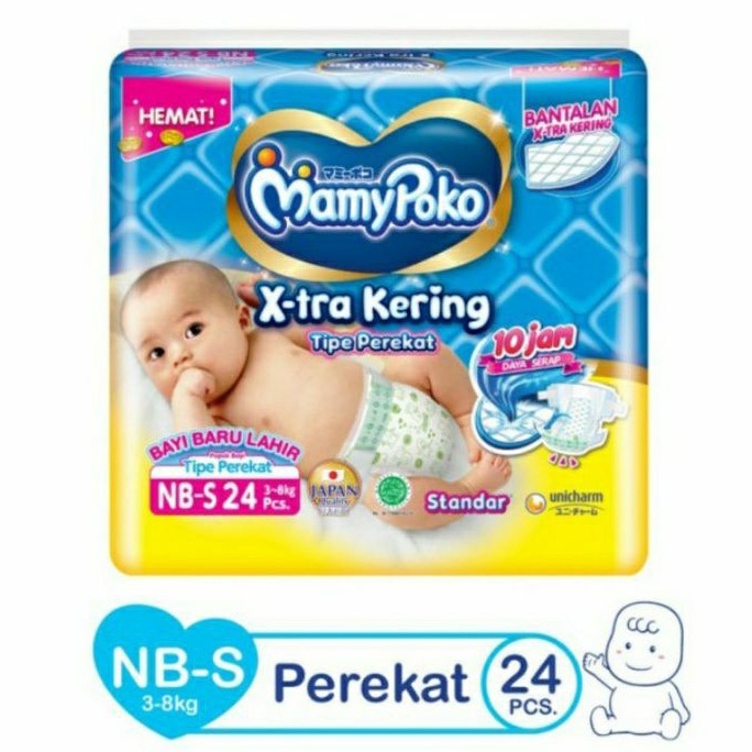 MamyPoko X-tra Kering  NB-S 24 - Popok Perekat Bayi Baru Lahir | Newborn Popok Mamy Poko NBS 24