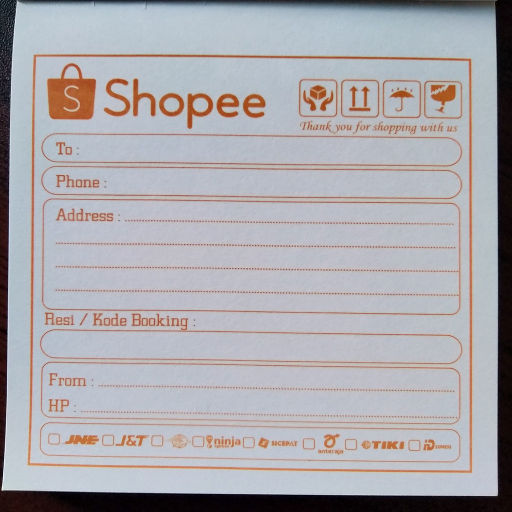 

LABEL PENGIRIMAN SHOPEE ISI 100 LEMBAR