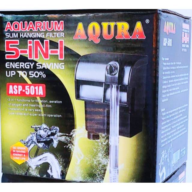 Filter Gantung AQURA ASP 501A Akuarium Aquascape Transparan + Skimmer Hang on