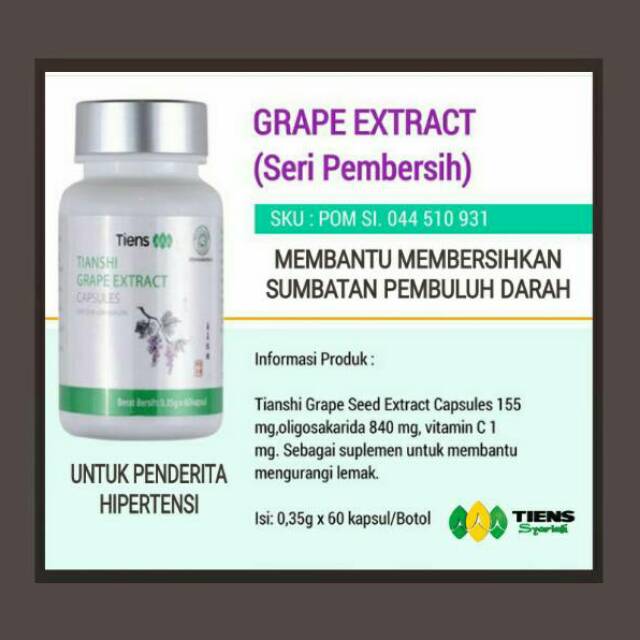 

HERBAL UNTUK HIPERTENSI DAN PENYAKIT JANTUNG TIENS GRAPE EXTRACT