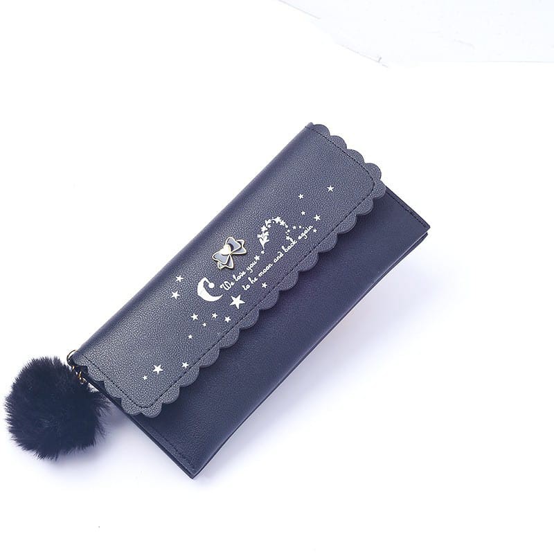 ♥TMALL88♥ Dompet Lipat Panjang Wanita / Women Wallet / Dompet Tipis / FREE POM POM