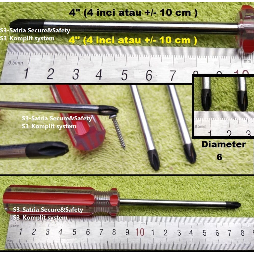Obeng + magnet 10 cm 6mm ( obeng Plus 10 cm Obeng diameter 6 mm )