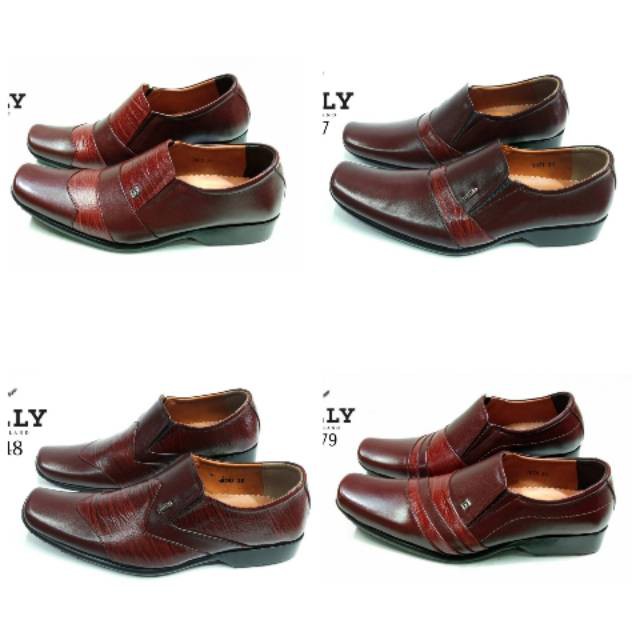 TS Sepatu Pantofel Brown Kulit Asli Import Pria Bally 7048 Formal Cowok Kerja Kantor Grade Original