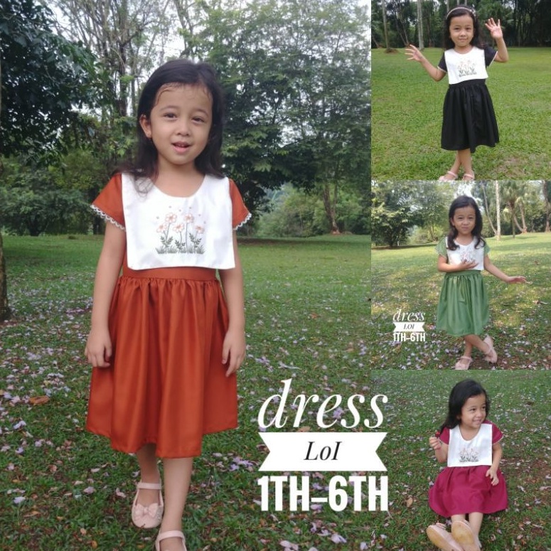 dress anak perempuan 2 4 6 tahun vintage korea midi katun 2 4 6 tahun kekinian
