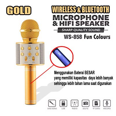 MIC WSTER WS 858 Wireless Bluetooth Karaoke Plus Speaker Micrphone Portable