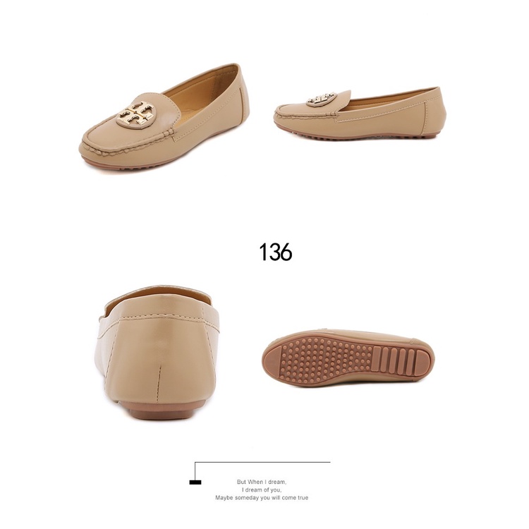 Logo Leather Driver Moccasin Flats #136