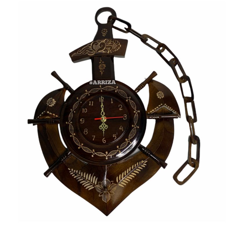 JAM DINDING JANGKAR / JAM JANGKAR / JAM KAYU JATI / HIASAN DINDING / HIASAN DINDING JAM MODEL JANGKAR DARI KAYU JATI ASLI KAYU TERBAIK