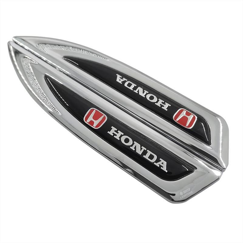 2pcs Stiker Emblem Logo Honda Bahan Metal Untuk Fender Samping Mobil Honda