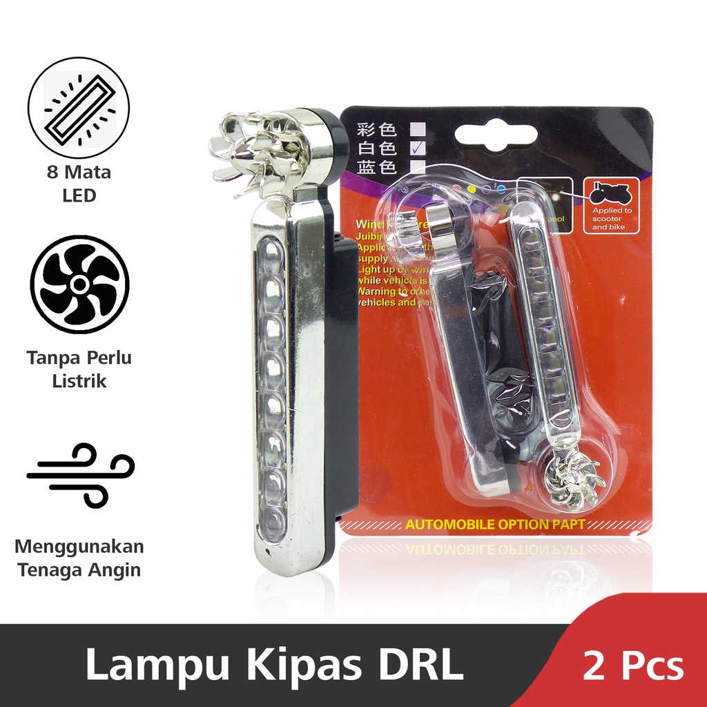 OTOmobil Lampu Led Drl Model Kipas 1 Pcs Tenaga Angin Led Wind Powered Universal TE-0103-001 Putih