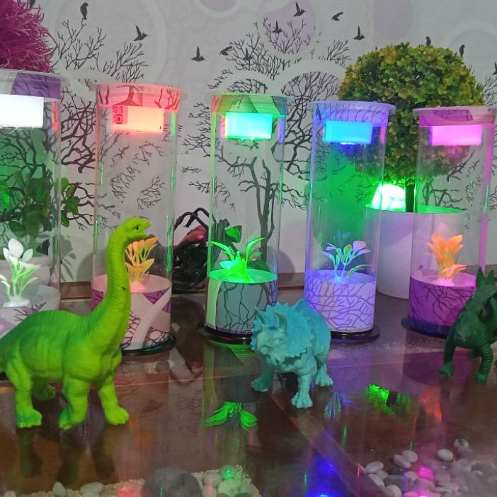 spesial❤Aquarium Ikan Cupang Guppy Mini Tabung Full Hiasan Dan Lampu Dekorasi Ruang Tamu Kamar Tidur