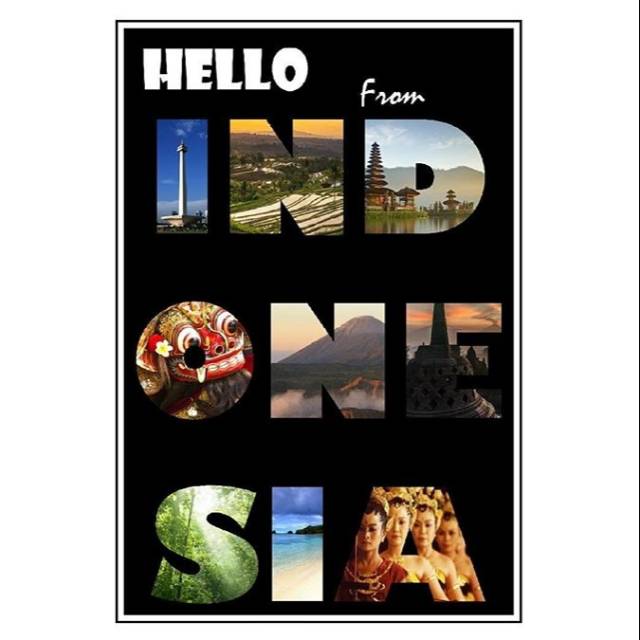 

HELLO FROM INDO BLACK HITAM GREETINGS CARD KARTU POS POSTCARD SURAT FILATELI POSTCROSSING SNAIL MAIL