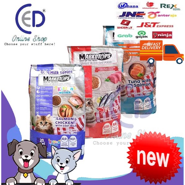 MAKANAN KUCING MARKOTOPS ADULT &amp; KITTEN 20KG GOSEND GRAB