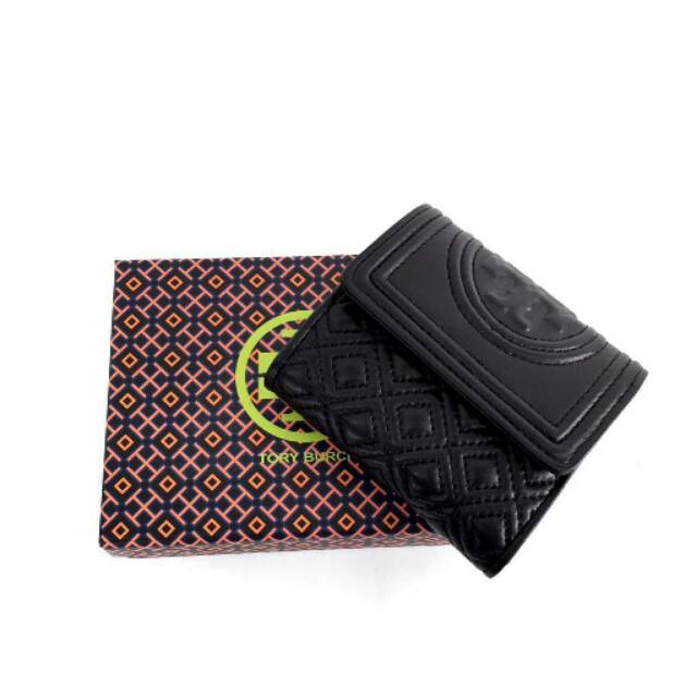 Tory Burch Fleming Small Flap Wallet dompet matte hitam ori original