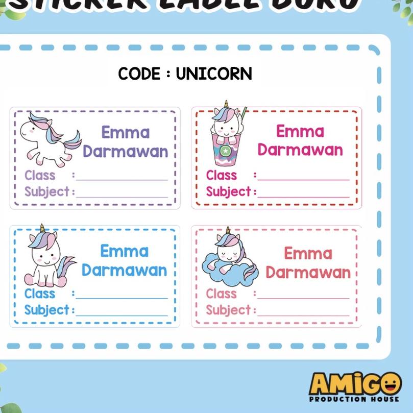 

Paling Sesuai.. Sticker Buku Label Nama Pelajaran Buku Sekolah Anak stiker waterproof hello kitty pokemon mickey unicorn