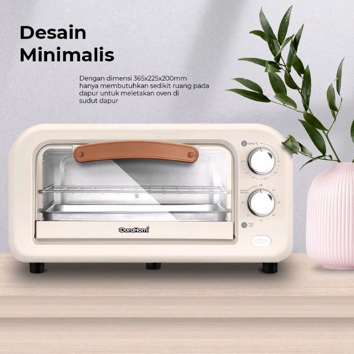 Dorahomi Oven Listrik Low Watt Electric Open Pemanggang Kue alat panggang Serbaguna 12 Liter 800 W