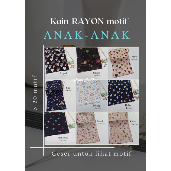 (HARGA 0,5m) KAIN RAYON VISCOSE MOTIF ANAK LUCU