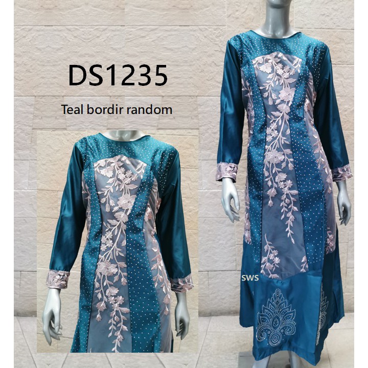 DS1235 - DRESS MUSLIM KONDANGAN WANITA SATIN BORDIR MEWAH DRESS GAMIS LEBARAN MURAH