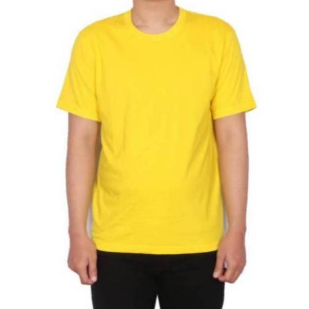 KAOS POLOS BAHAN COTTON COMBET 30S PRIA WANITA KUNING WAME POLOS BAPAK ANAK JEANS LEVIS