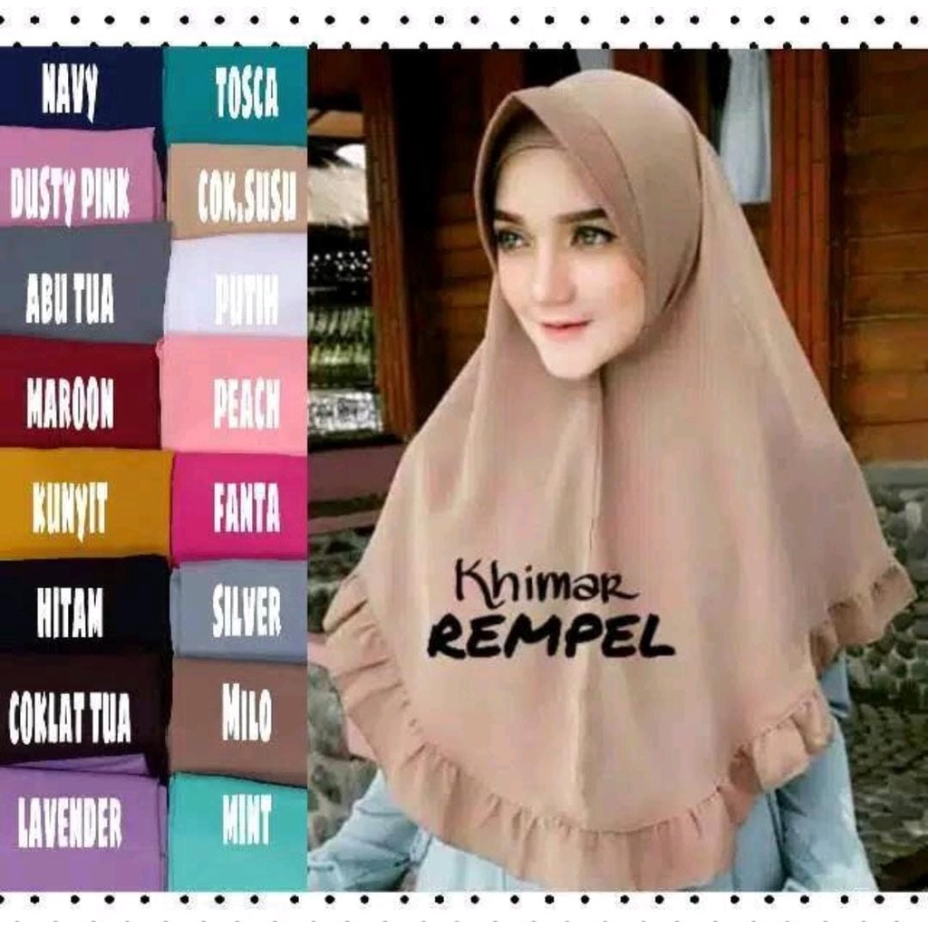 Hijab instan KHIMAR rempel kriwil/ Khimar pet rempel