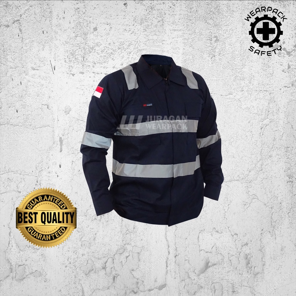 Wearpack Safety / Kemeja Atasan Lengan Panjang Warna Biru Navy