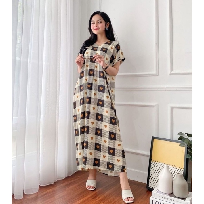 daster long semata kaki, daster panjang viral kekinian, daster rayon busui terlaris-Long Love Cream