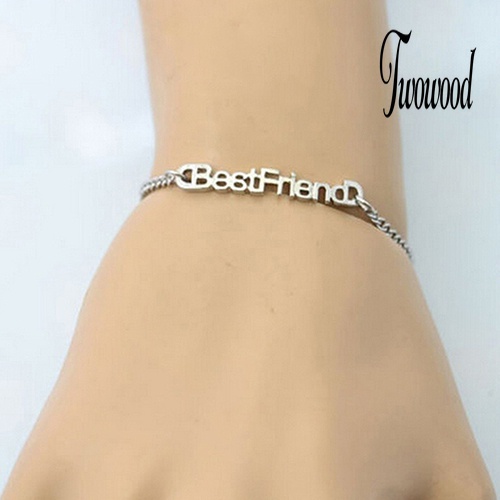 Gelang Rantai Desain Tulisan Best Friend Untuk Unisex