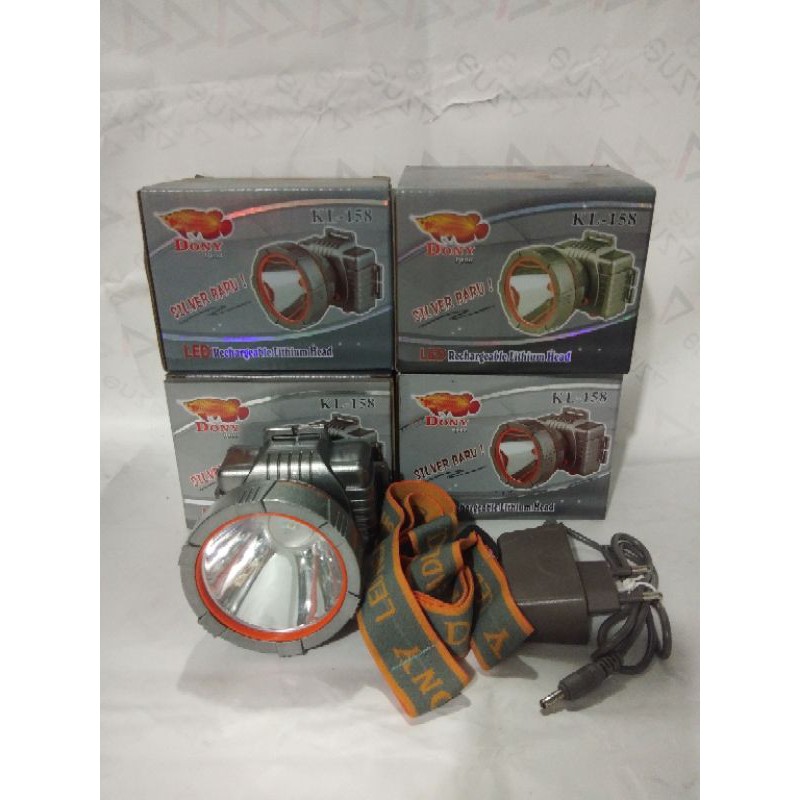 Senter kepala DONY KL-158 10W HEADLAMP RECHARGEABLE CAS ORI/SENTER KEPALA DONY KL-158 SILVER