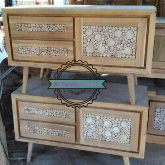 Rak Meja Tv -  Bufet Nakas Cabinet - Bupet Jati Model Pendek & Kecil Mentahan