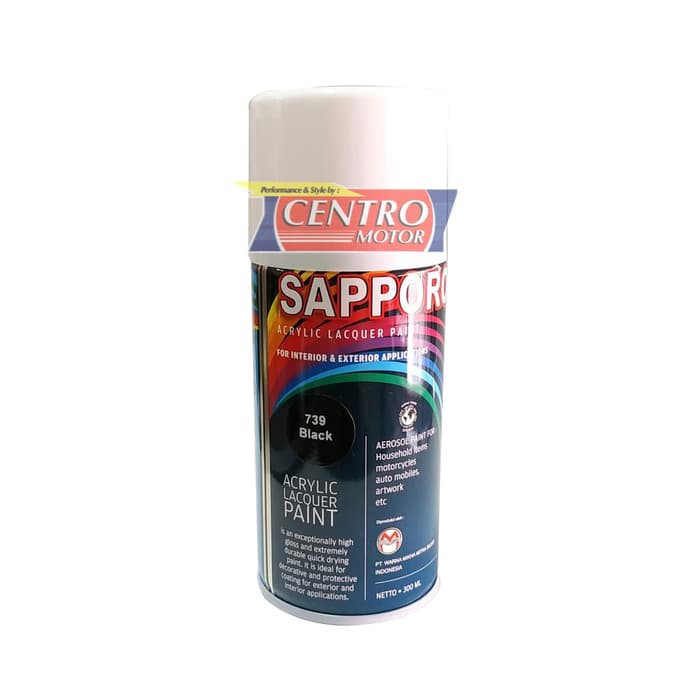 SAPPORO 739 BLACK 300ml,Cat semprot warna HITAM GLOSSY UNTUK VELG,BODY MOTOR/MOBIL