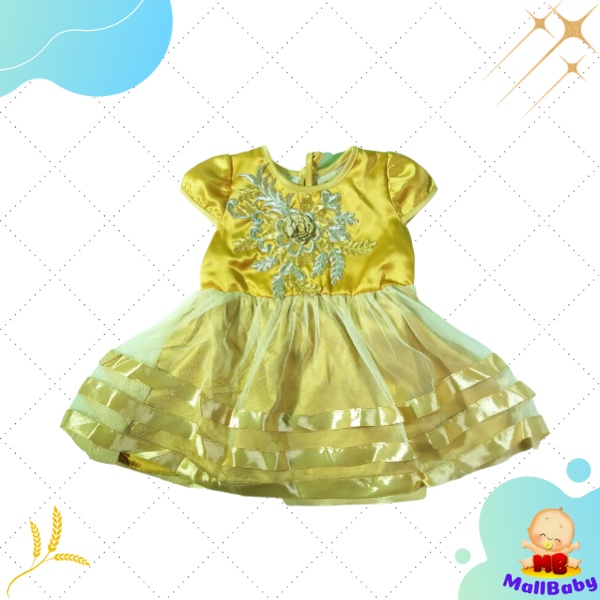 Baju Bayi Perempuan 0-6 Bulan Dress Bayi Perempuan Newborn Pesta Gaun Bayi Aleeza