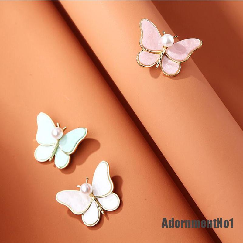 (Adornmentno1) Bros Kupu-Kupu Aksen Mutiara Imitasi Untuk Wanita Butterfly