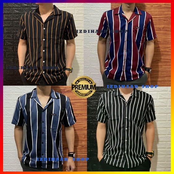 KEMEJA SALUR PRIA STRIPE LENGAN PENDEK COWOK 4559 JUMBO