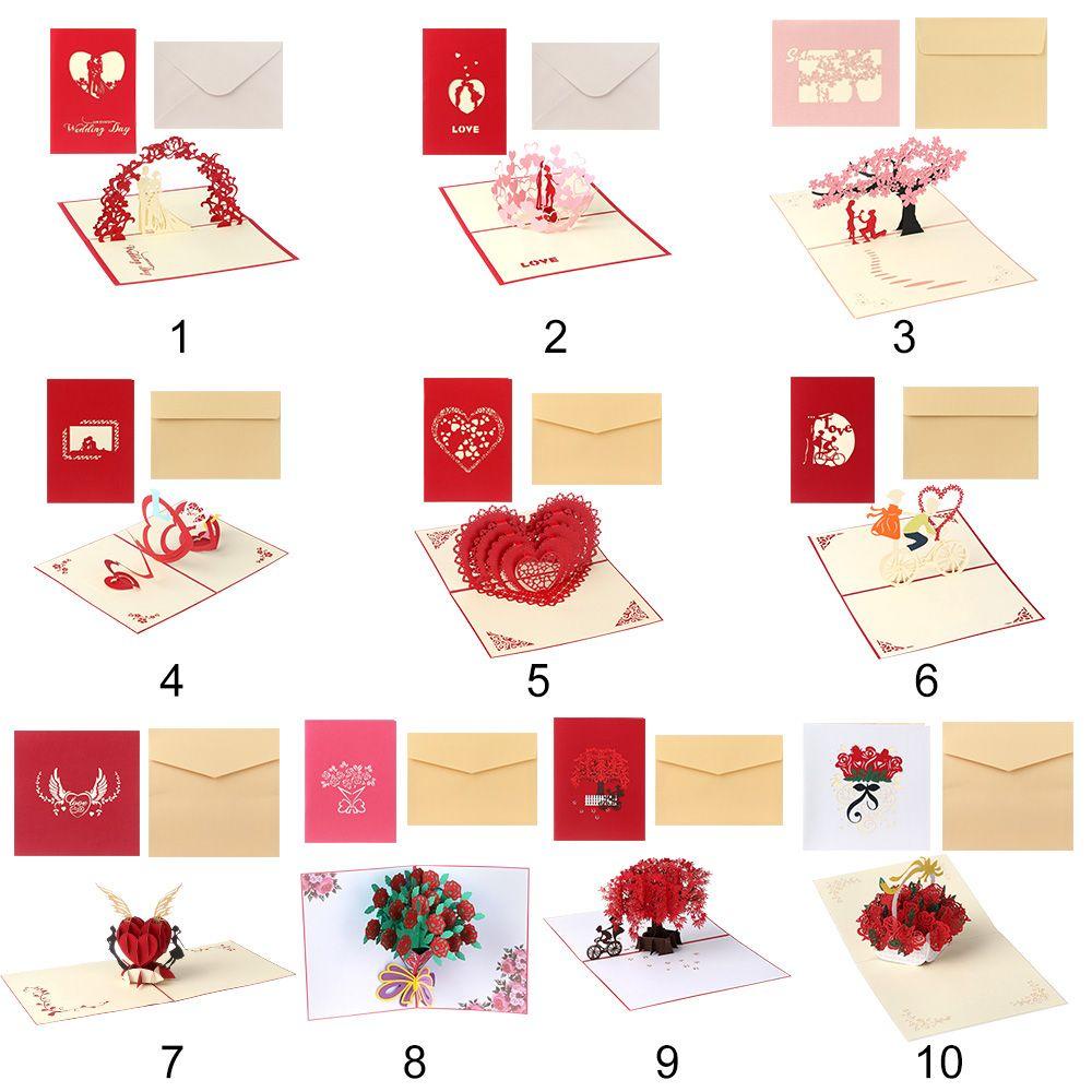 TOP 1pcs Kartu Ucapan Hadiah Anniversary Kreatif Kartu Berkah Perlengkapan Pesta Dengan Amplop Undangan Pernikahan