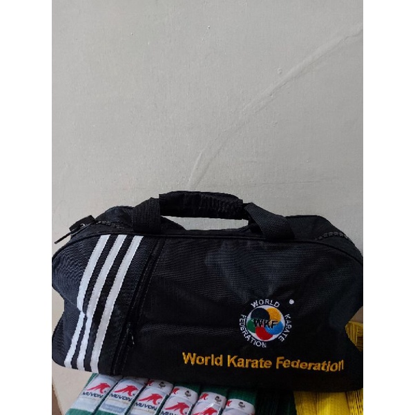 Tas Perlengkapan Karate Model 3 in One Ransel Jinjing Salempang Logo Wkf Karate Bordir