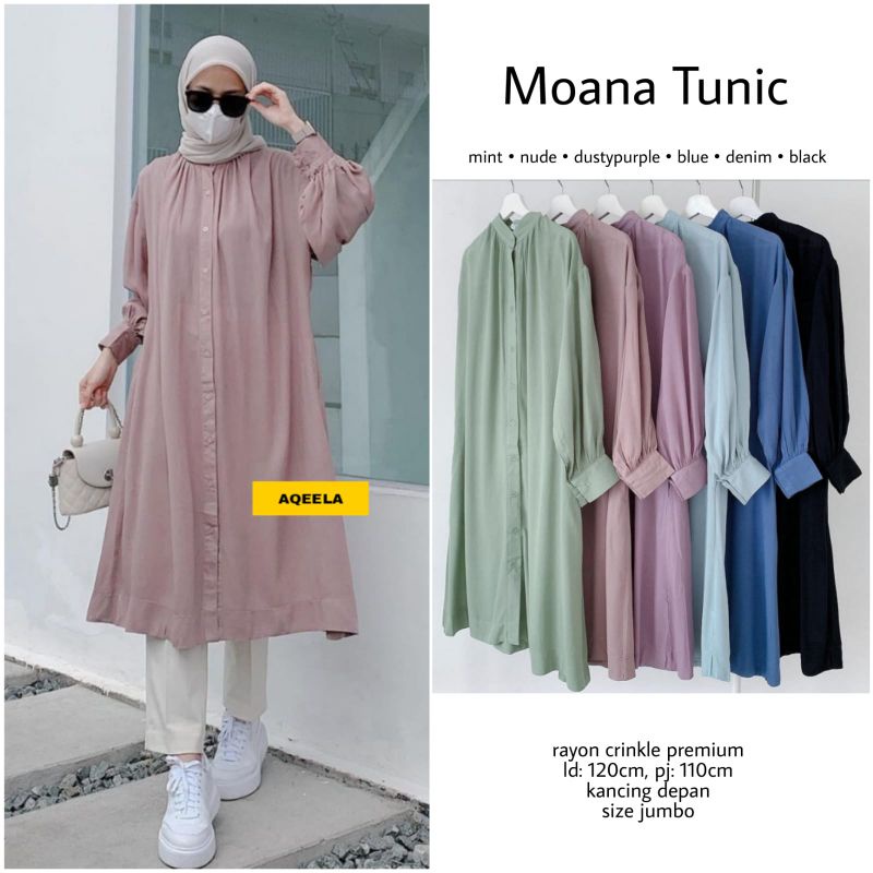 moana tunik ori aqeela rayon crinkle ld120 busui jumbo bigsize