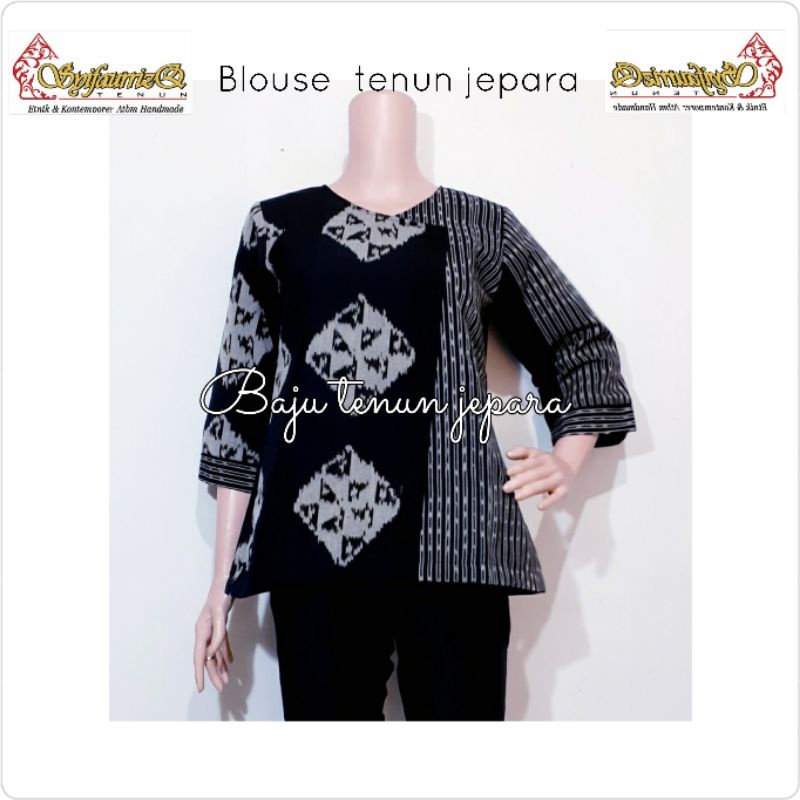 Blouse tenun jepara mix lurik baju tenun jepara mixtros BTB40