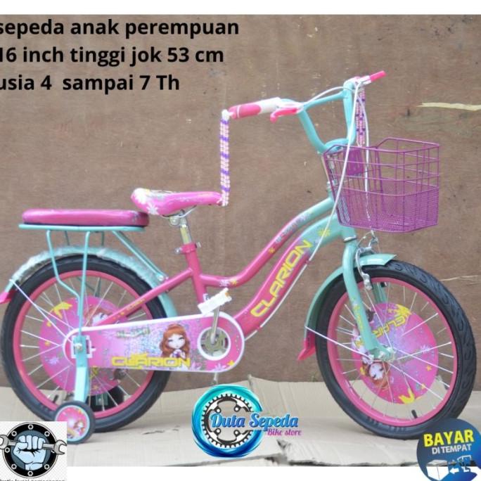 Sepeda Anak Perempua Mini 16 Inch Umur 4 - 6 Tahun Clarion By Pacific Sa64726