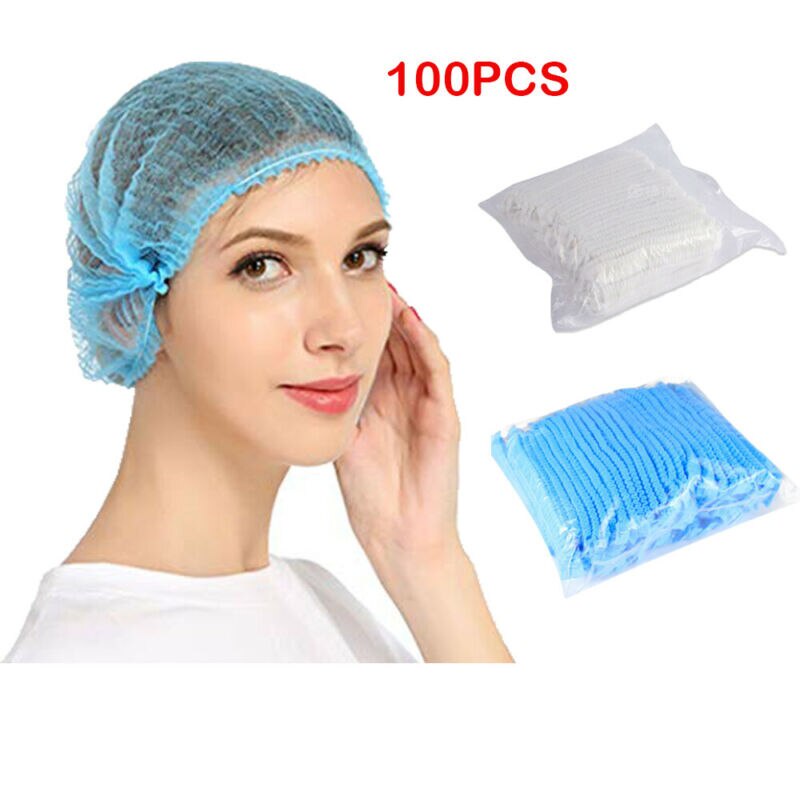 100 pcs DISPOSABLE SHOWER CAP PENUTUP KEPALA MANDI TRAVEL HAIR NET NURSE CAPS BAHAN NON WOVEN showercap nurse cap head mob surgical