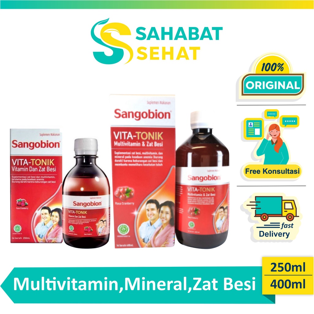 Sangobion Vita-Tonik Syrup isi 250 Ml / 400 Ml Multivitamin Penambah Darah