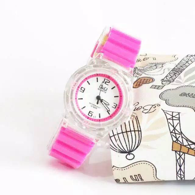 Jam Tangan Wanita Sporty Q&amp;Q Angka Strap Jelly Transparan Small Size