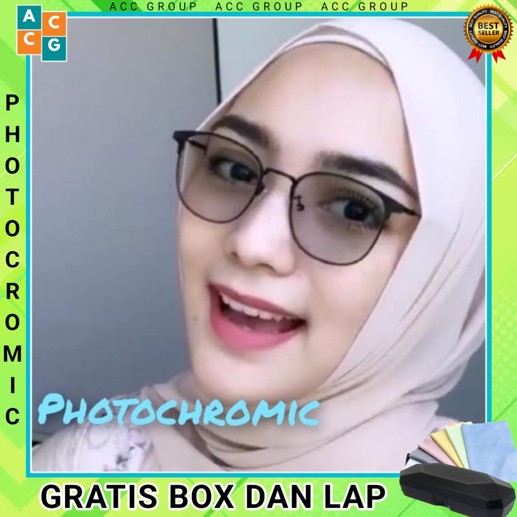 FREE BOX DAN LAP KACAMATA PHOTOCROMIC TITANIUM KOREAN NEW WANITA PRIA PHOTOCROMIC STYLE VINTAGE