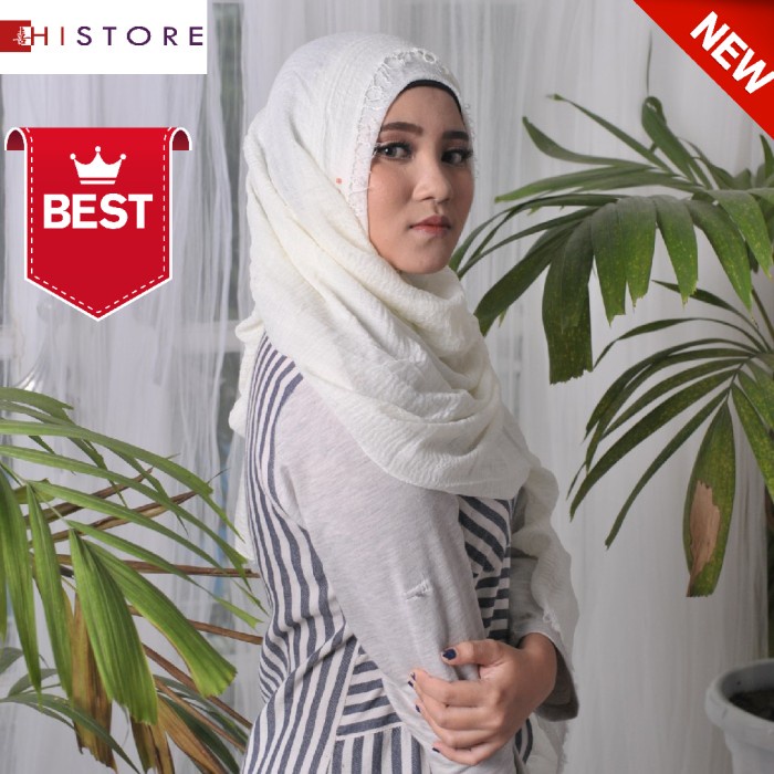 PASHMINA- HISTOREINDONESIAJILBAB VARIAN 2 PASHMINA CRINKLE REDROSE ORIGINAL - UNGU A -PASHMINA.